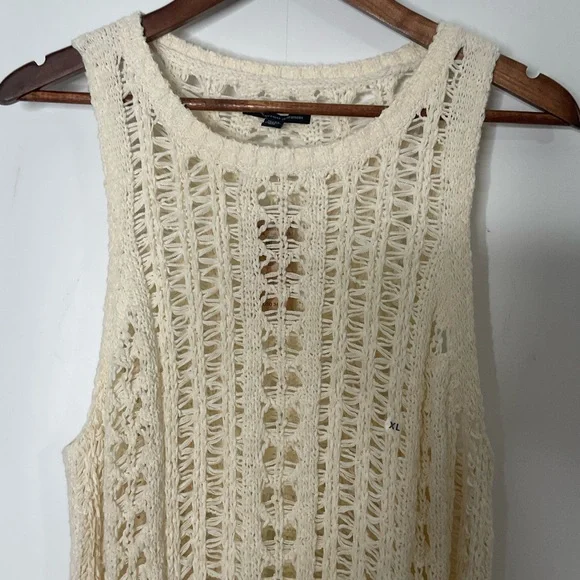 American Eagle Easy Open Stitch Weave Cream Sleeveless Knit Tank Top’ Sz XL NWTs - Picture 4 of 16